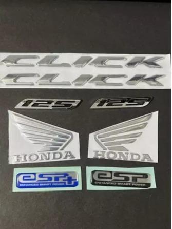 Logo Paket Emblem Click Clik Chrome Silver Bahan ABS Tebal Bagus Satu Set Bisa satuan 3