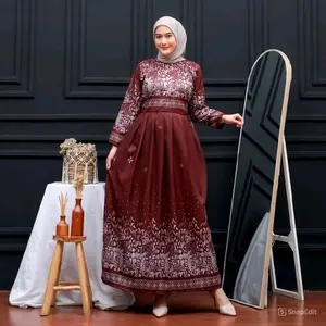 Gamis Batik Kekinian Cantik Murah Poliester Kain Katun Motif Muslim Nyaman Panjang Standar Jumbo Lebaran Mewah Seragam Wanita Syari