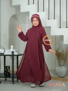 Baju Gamis Abaya Anak Perempuan Model Kekinian 2026 Wanita Remaja Tanggung Tanpa Hijab Nyaman Lebaran Bahan Ceruty  Payet Cantik Berkilau Size M L XL XXL Elegan Lembut