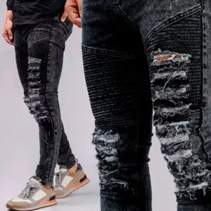 Celana Bikers Rider Ripped Denim Panjang Snow Jeans Pria Sobek Robek 12oz Tebal Hitam Snow Navy Snow Abu Cocok Pengendara Motor Tampil Beda Stylish