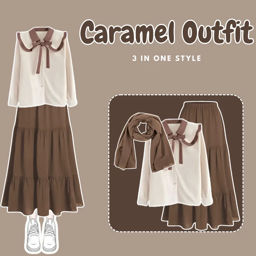 Baju Muslimah Wanita Outfit Hijab OOTD Terbaru (Ceria Top Blouse Sailor Pasmina Ceruty Rok Susun 4 Clara) | DSD170