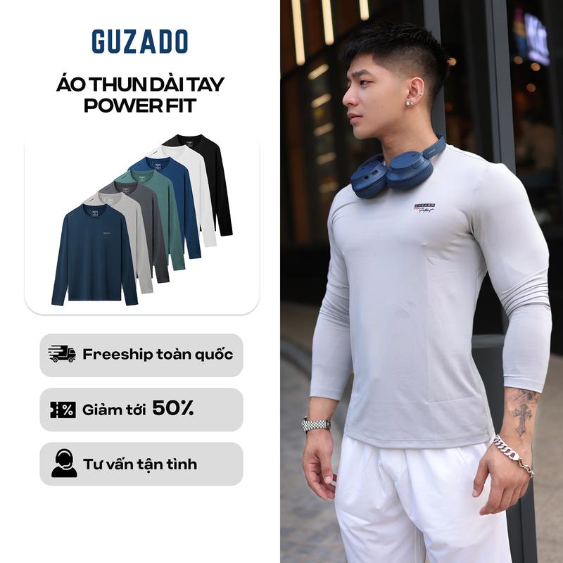 Combo 2 Áo Thun Dài Tay Cổ Tròn GUZADO Vải Thun Giữ Nhiệt Form Regular Fit Thoải Mái Thời Trang Menswear CB2GDT02