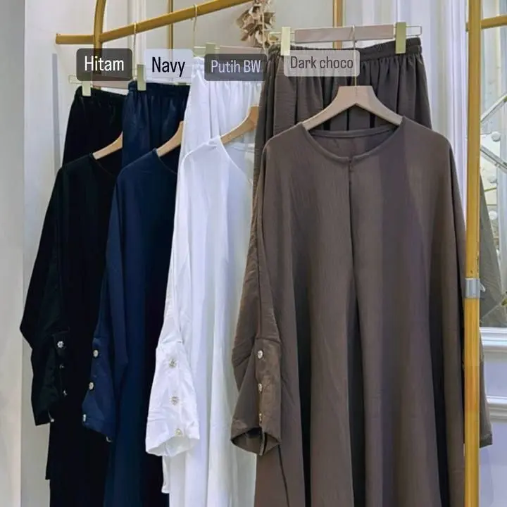 One set Muslimah long tunic abaya skirt Mazaya one Set oversize crinkle ironless jumbo size
