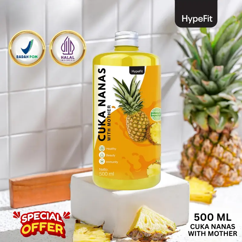 Hypefit - Cuka Nanas Minuman Herbal Sehat Berkualitas With Mother 500ml - Meningatkan Daya Tahan Tubuh dan Mengatasi Diabetes - COD 0