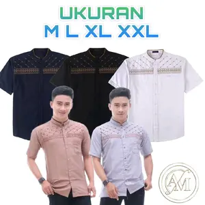 Baju koko pria Dewasa lengan pendek bordir Jasuke terkini Terlaris Muslim Katun Motif