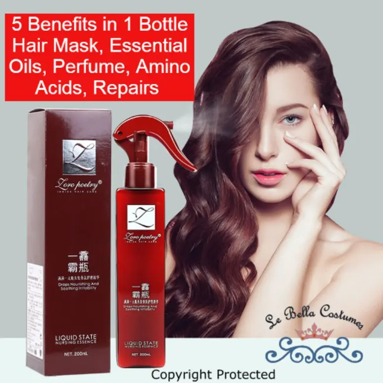 Lovo Poetry Black Tech 5-in-1 Leave-in Hair Conditioner - Instantly Tames Frizziness & Tangles, Aromatherapy, Hair Mask Haircare