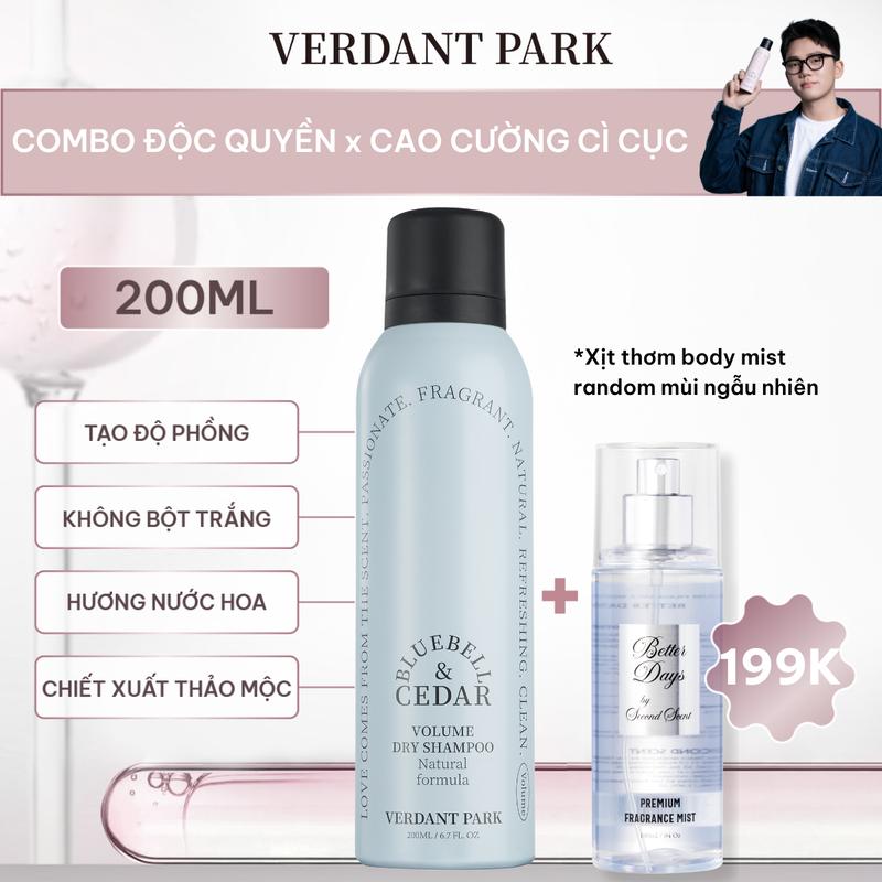 Xịt khô phồng tóc VERDANT PARK dầu gội khô kiềm dầu lâu bết mùi hoa chuông xanh Bluebell & Cedar. Women Nữ
