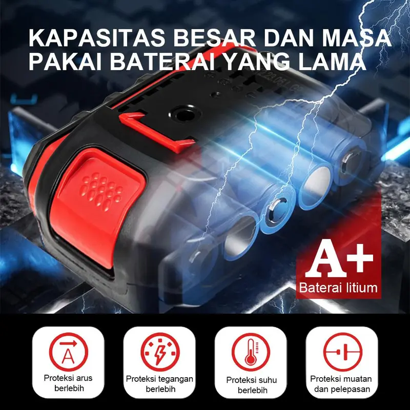 3in1 Mesin Bor tangan tanpa kabel Alat Bor Dampak Isi Ulang Rumah Tangga Lithium Bor Listrik Impact Drill Set  Isi Ulang Bor Listrik 2