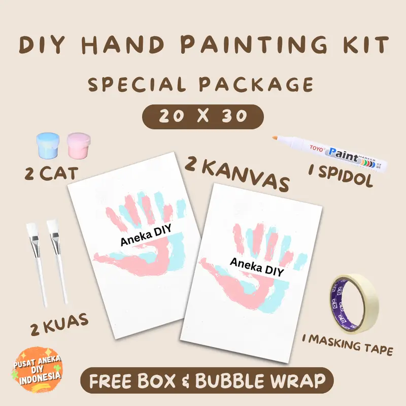 DIY Hand Painting Kit 1 Set Canvas Board Couple | Kanvas Lukis Cap Tangan Pasangan 7x7 20x20 20x30 1