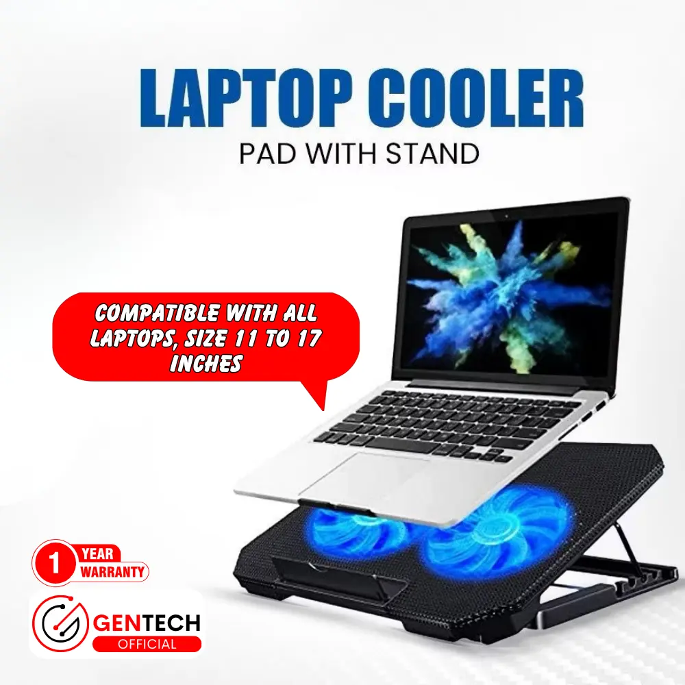 (SG) Laptop Cooling Pad for Gaming | Colorful LED Fans | 2 USB Ports | Ergonomic Stand | Compatible with 11 to 17 Inch Laptops