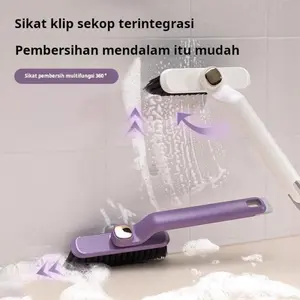 Sikat Toilet 3in1 Model V Pembersih Wastafel Lantai Portable Gagang Ergonomis Berputar 360° Pengangkat Kotoran Celah Sudut Ubin Kamar Mandi Jendela Serbaguna