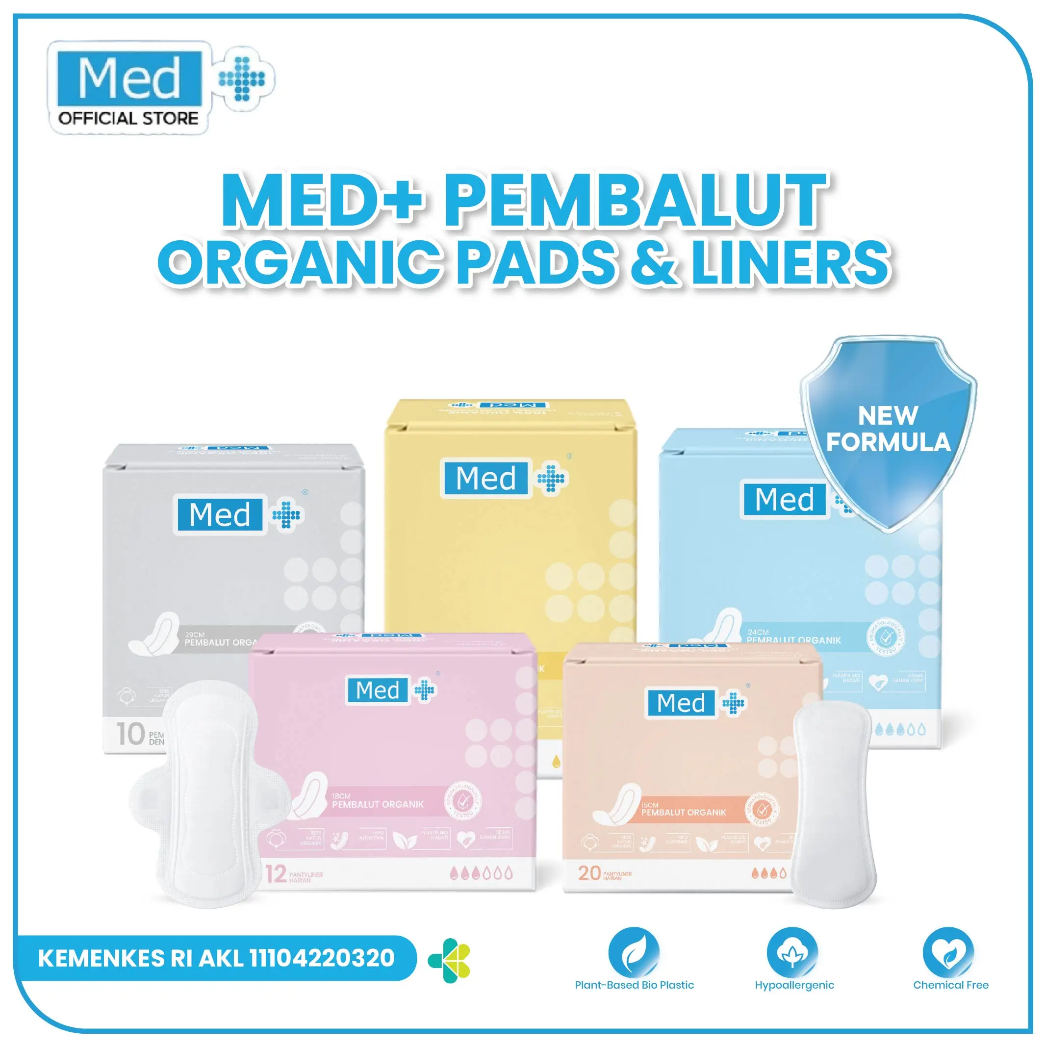 Med+ Organic Pads / Liners | Pembalut Organik (Chlorine free)