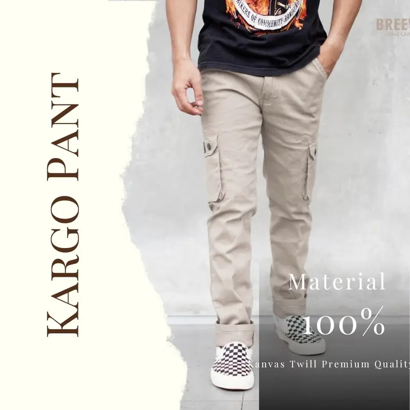 Celana Kargo Panjang Slim Straight Pria Twill tebal Premium Slimfit - Formal, Distro, Dewasa, Kantor, Hitam,Cowok, Kerja, Katun, Cargo,laki laki Kantong Khaki Keren Outdoor Canvas 4