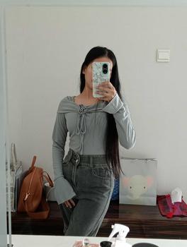 Product Review of KIYANA Cirebon Cloth - Flower Top / Long Sleeve Ribbon Coquette Knit Top / Atasan Knit Lengan Panjang Wanita Knitwear Crop Cardigan Baju Tangan Kerah from v**e 2