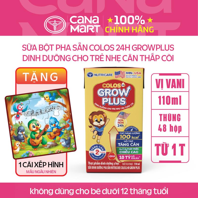 Nutricare Sữa Grow Plus đỏ Nutricare Phát triển toàn diện - Sữa bột pha sẵn Colos 24h Grow Plus