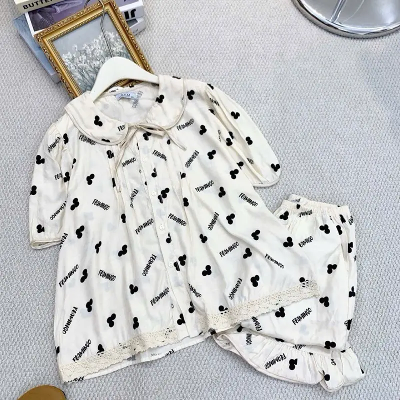 A09 BỘ PIJAMA TIỂU THƯ CỔ SEN CHẤT ĐŨI XƯỚC