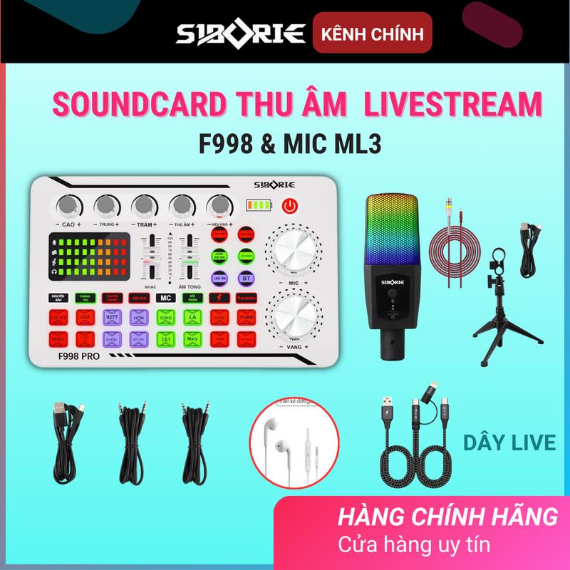   BẢN TIẾNG VIỆT  Bộ Soundcard Livestreams F998 kèm mic ML3 cao cấp  thiết bị thu âm chuyên nghiệp tại nhà  hát karaoke tại nhà CHÍNH HÃNG tích hợp nhiều hiệu ứng blutooh - SIBORIE 
