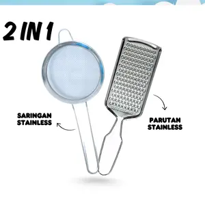 2in1 Paket Alat Parut Saringan Mpasi Bayi Stainless Steel Serbaguna Feeding Baby Food Maker Strainer Grater