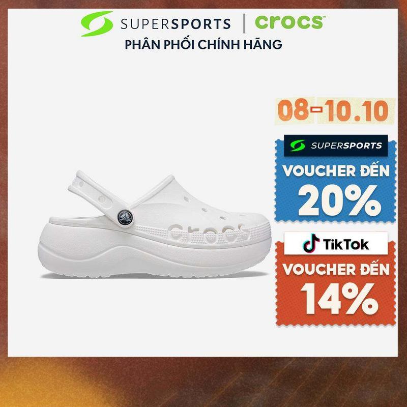 Giày Clog Nữ Crocs Baya Platform - Trắng - 208186-100