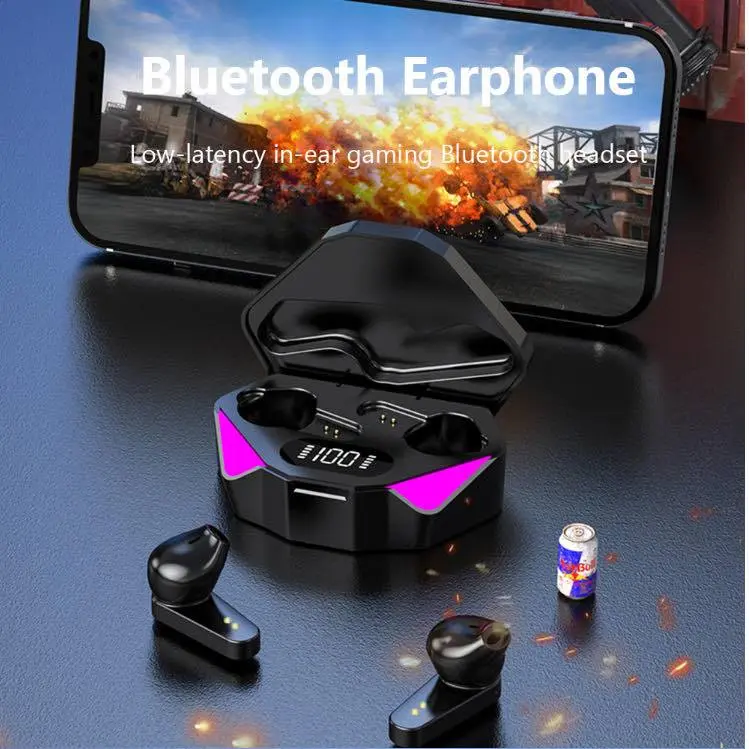 Skytime Gaming Earphone Bluetooth TWS T23 (X15) No Delay Low Latency Waterproof Battery Display RGB 4