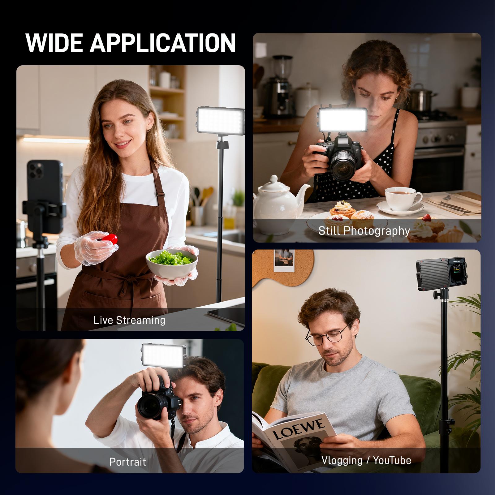 PHOTOOLEX X2077 Panel Light Combo Set RGB LED Lampu Studio 10000mAh dengan Power Bank Lampu Profesional untuk Vlog Live Streaming Camera