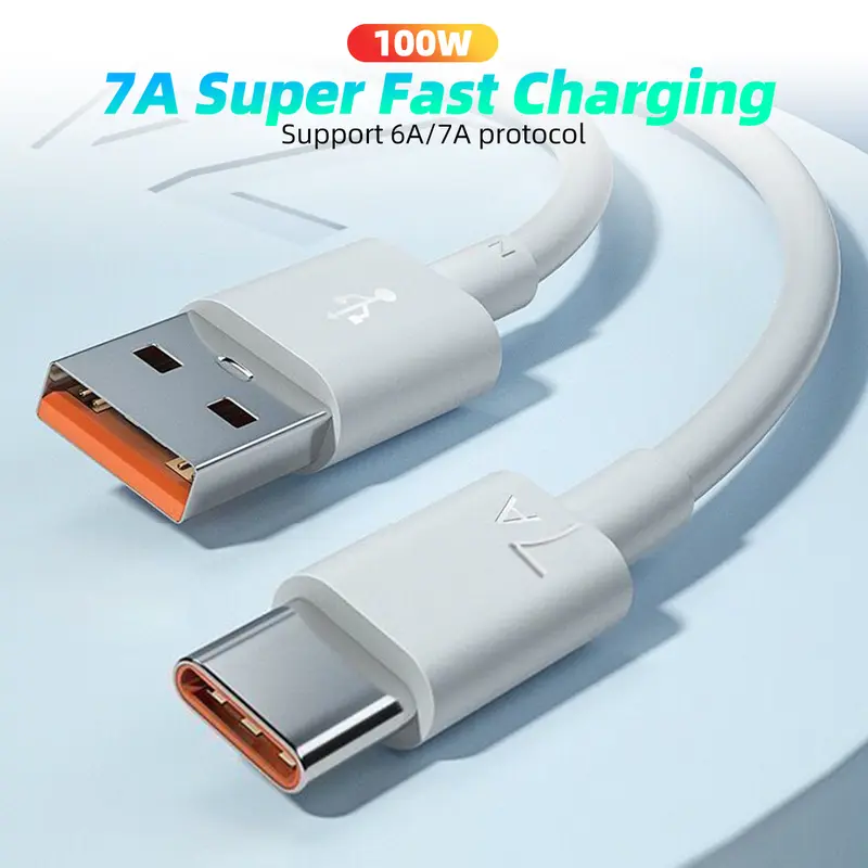 Cáp sạc nhanh USB C, 7A, Dây sạc nhanh USB Type C, Tương thích với Huawei Mate 40, 30, Xiaomi 12 Pro, Samsung Galaxy Fold 6, Xiaomi Redmi, Oppo, Vivo, Phụ kiện dây dữ liệu điện thoại Phone Sạc Điện Thoại 3