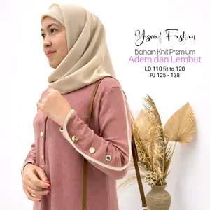 Midi Dress Muslim Wanita Terbaru | Inara Gamis Knit Premium | Yusriaf Fashion | Wudhu Friendly | Busui | Fashion Remaja Kekinian muslimah Batwing Kancing Cantik Lembut Nyaman Panjang Formal murah Outer abaya
