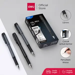 Deli Business Gel Pen / Pulpen Gel Profesional 1.0mm Casing Metal EG61 Biru Hitam