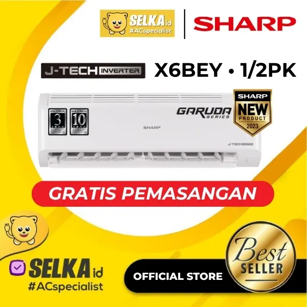 AC SHARP AH-X6BEY / 6 BEY AC SPLIT 1/2 PK INVERTER GARUDA