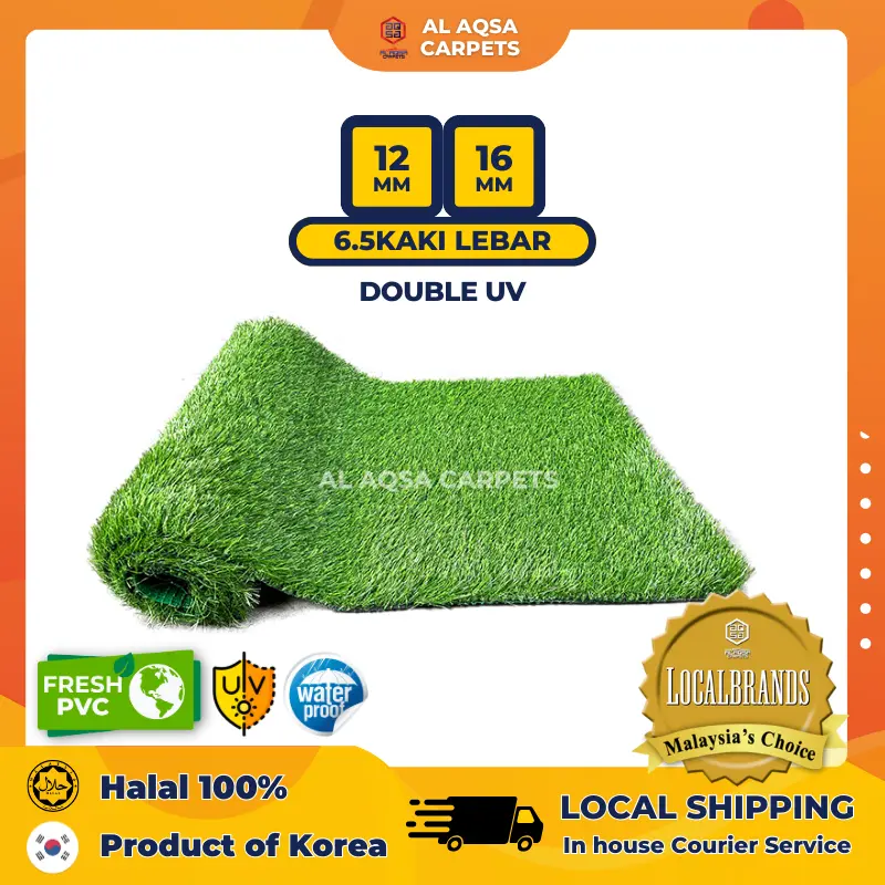 [Al Aqsa Carpet] Rumput Tiruan Outdoor Double-UV 12mm-16mm & Extra Porous 30mm-40mm Artificial Grass Carpet Home Decor Hijau & Double Sided Tape (DST)