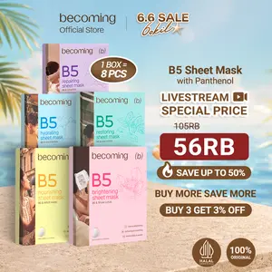 [SPECIAL LIVE] becoming B5 Sheet Mask 25ml | Masker Wajah | Sheet Mask | Face Mask | Melembapkan dan Mencerahkan | Kulit Wajah Bercahaya | Niacinamide | Witch Hazel | Panthenol | Hydrating | Brightening | Revitalizing | Glowing