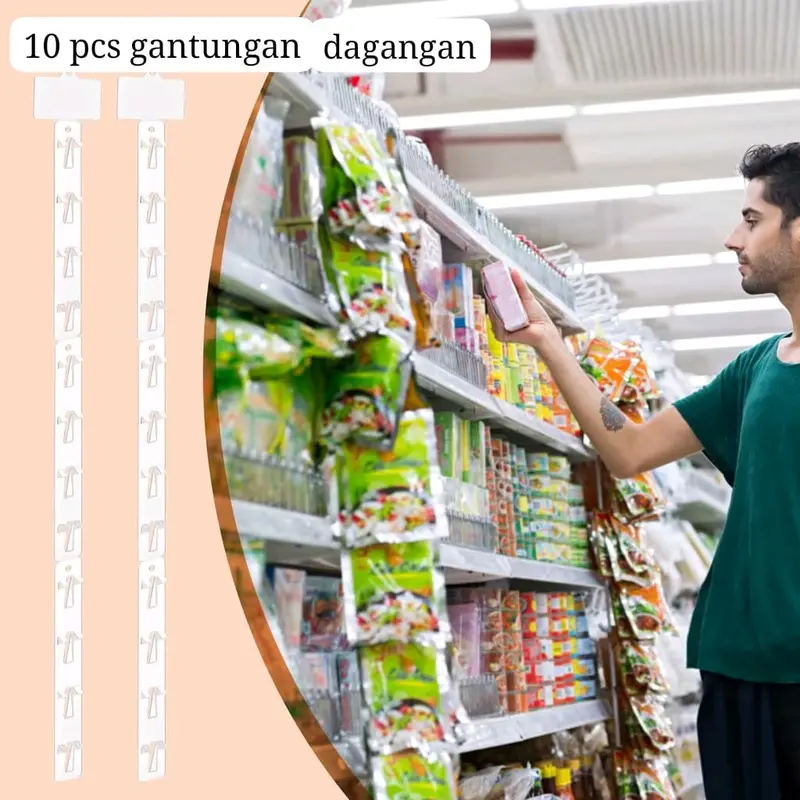 10 PCS GANTUNGAN JUALAN RAK SNACK DAGANGAN CIKI SABUN GANGUNG RENTENG PELUBANG MULTIFUNGSI DISPLAY MAKANAN CLIP STRIP HANGER 3