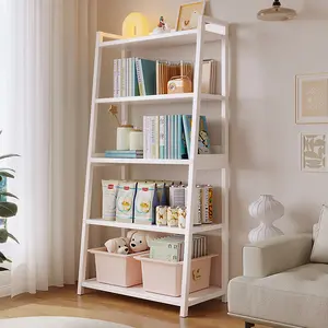 BM- 3L 4L Rak Buku Kamar  Rak Buku minimalis Rak Susun Besi Seri Rak Dinding Dekorasi RuangTamu Minimalis Tempat Penyimpanan Serbaguna Putih 151cmRak Buku Furniture