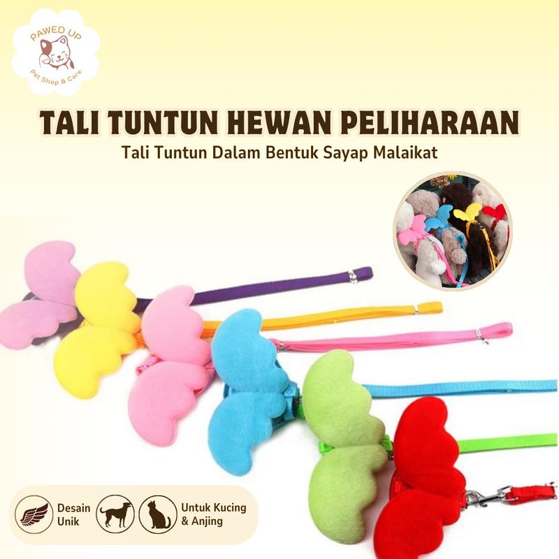 PAWED UP Tali Tuntun Harness Costume Sayap Collar Jalan Bentuk Angel Pet Anjing Kucing Kelinci 1