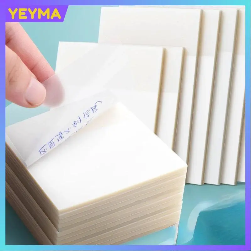 YEYMA - 50 Sheets Transparent Sticky Note/ Students Self-adhesive Memo School Office Supplies Stationery Stick Marks Paper