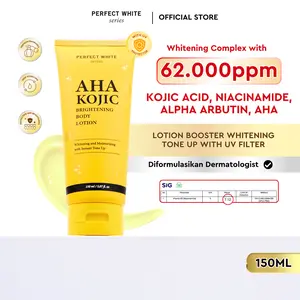 [150ml] PERFECT WHITE AHA Kojic Brightening Body Lotion UV Filter Tone Up | Hand Body Lightening Pencerah Mencerahkan Tubuh Kaki Tangan with Kojic Glycolic Acid HB Handbody Whitenin