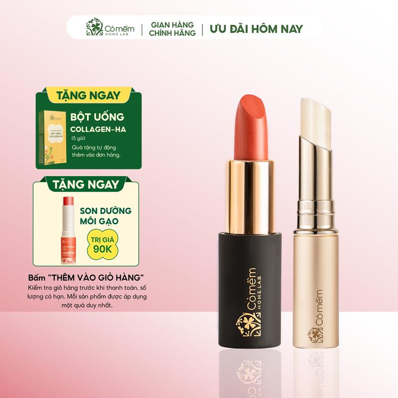 Bộ Chăm Sóc Môi Xinh (Son Lụa + Son Dưỡng Nhiên) Cỏ Mềm