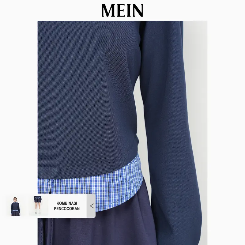 [MEIN Premium]URBAN Atasan Kerah Polo Lengan Panjang Atasan Wanita Kekinian Desain Kombinasi Gaya Dua Lapis 92048 7