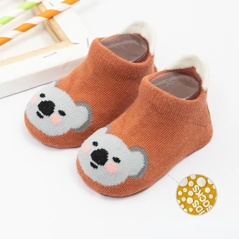 Tất Trẻ Em Bé Bằng Vải Bông, Thiết Kế Hoạt Hình Dễ Thương, Không Trơn Trượt, Thích Hợp Cho Trẻ Từ 0-5 Tuổi, Tất Đi Trong Nhà, Tất Mùa Xuân Và Mùa Thu 7