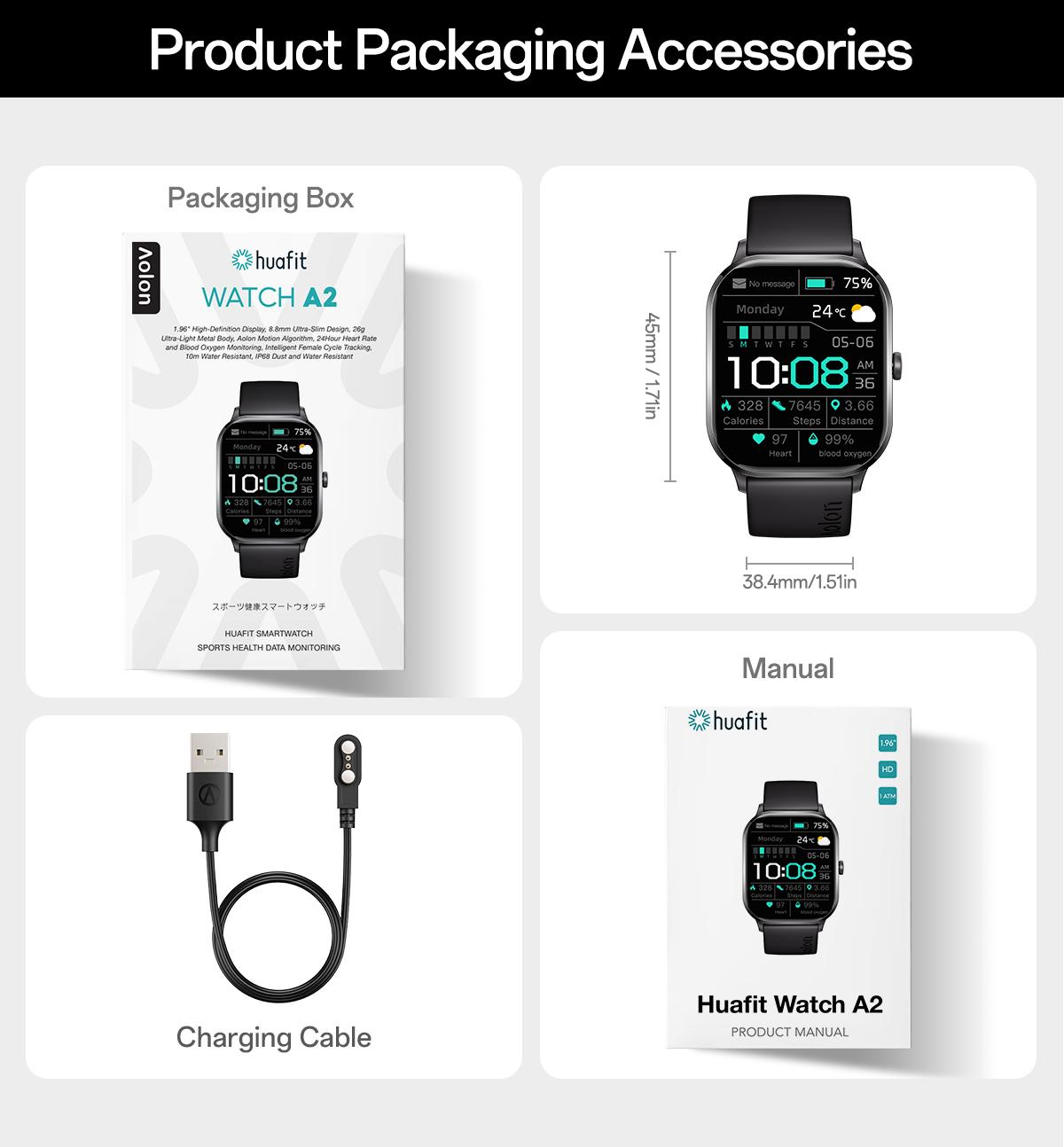 【24H ship】Huafit A2 Official Smartwatch Slim Terbaru | Balas Pesan Singkat Cepat |Monitor Emos| Layar Penuh IPS1.96'' | Super tipis 8.5mm | Tahan Air IP68 | 110+ Mode Olahraga | SpO2 & Detak Jantung 24 Jam |Smartwatch untuk Pria & Wanita Smart Watch Aolon 【24H ship】Huafit A2 Official Smartwatch Slim Terbaru | Balas Pesan Singkat Cepat |Monitor Emos| Layar Penuh IPS1.96'' | Super tipis 8.5mm | Tahan Air IP68 | 110+ Mode Olahraga | SpO2 & Detak Jantung 24 Jam |Smartwatch untuk Pria & Wanita Smart Watch Aolon