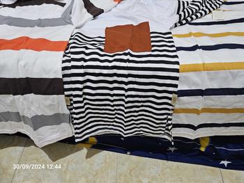 Product Review of T-Shirt Oversize Stripe Salur 3 Warna Lengan Kerut / Terbaru Kaos Jumbo Katun Garis Lengan 7/8 from I**s m** 0