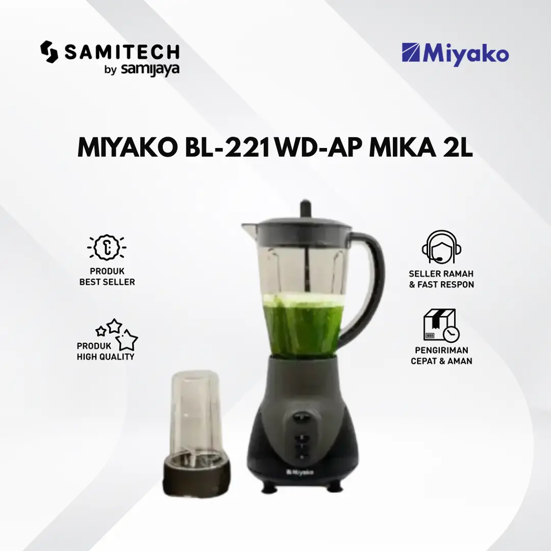 MIYAKO BL-221 WD-AP (100% ORI) Blender Plastik Moge 2L 2 in 1 300W BERGARANSI