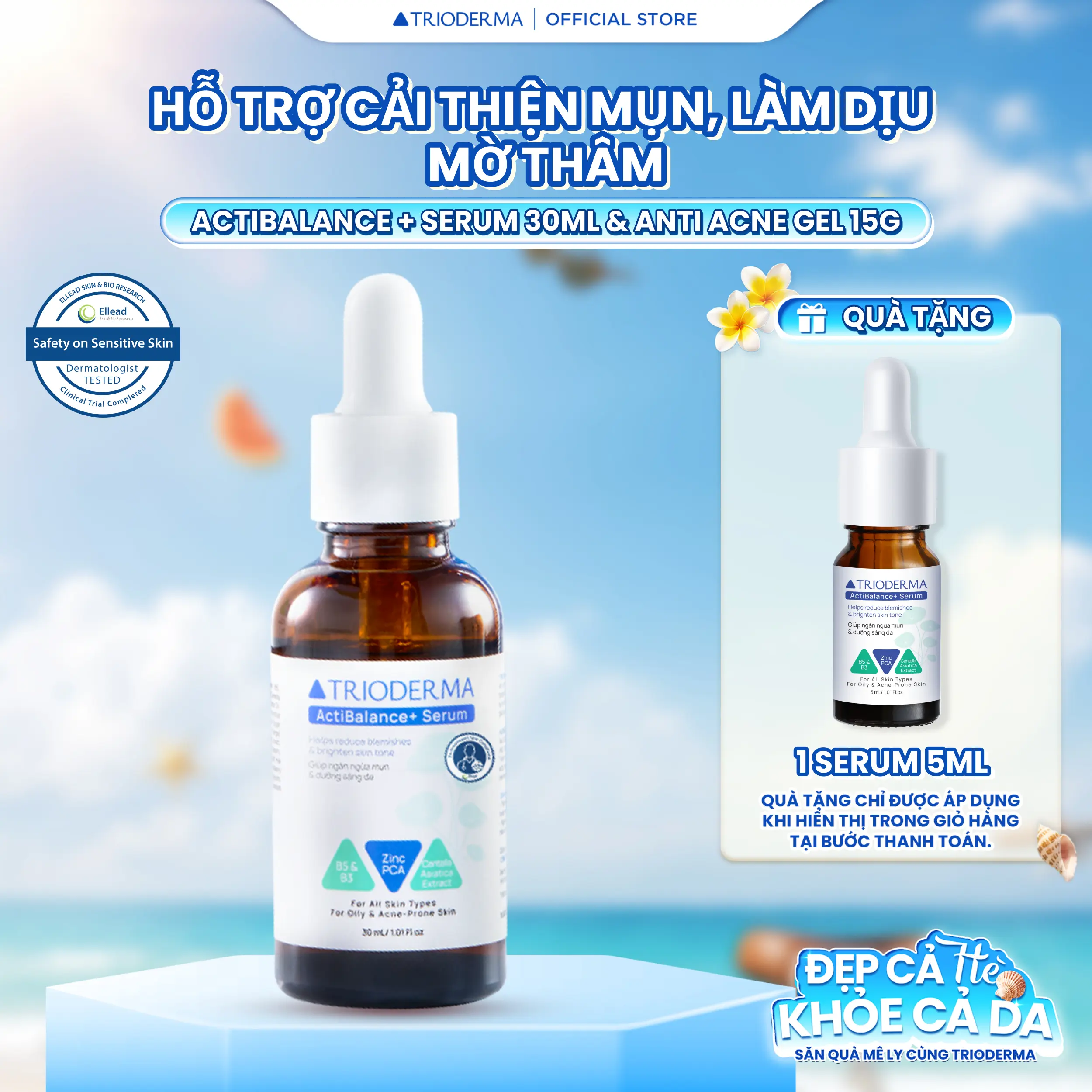 Serum Trioderma ActiBalance+ 30ml Hỗ trợ cải thiện mụn làm dịu mờ thâm & dưỡng sáng da