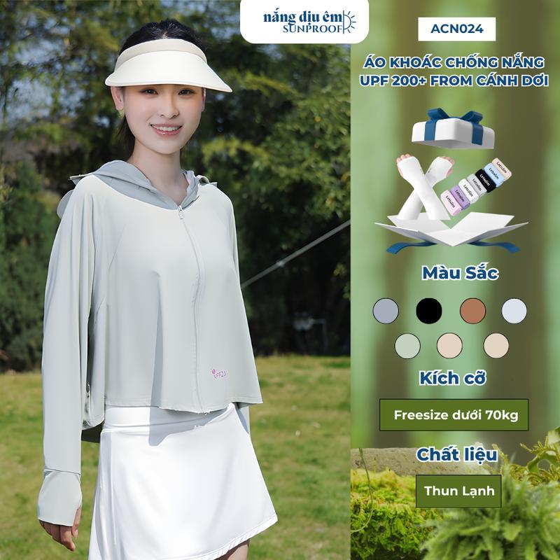  Áo chống nắng nữ UPF 200+ công nghệ làm mát thiết kế cánh dơi thể thao croptop thời trang freesize 70kg - SixMoon 
