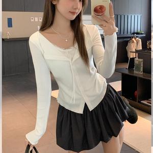 Women's Lace Patchwork Long Sleeve Top, Half Open Neck Design, Early Autumn Casual Wear, Stylish Women's Clothing 3754#