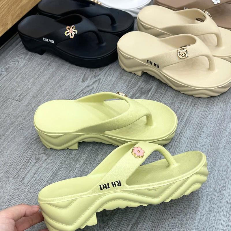  Dép kẹp đế cao 5 phân DH338-2  nhựa đúc Duwa chắc chắn không thấm nước 
