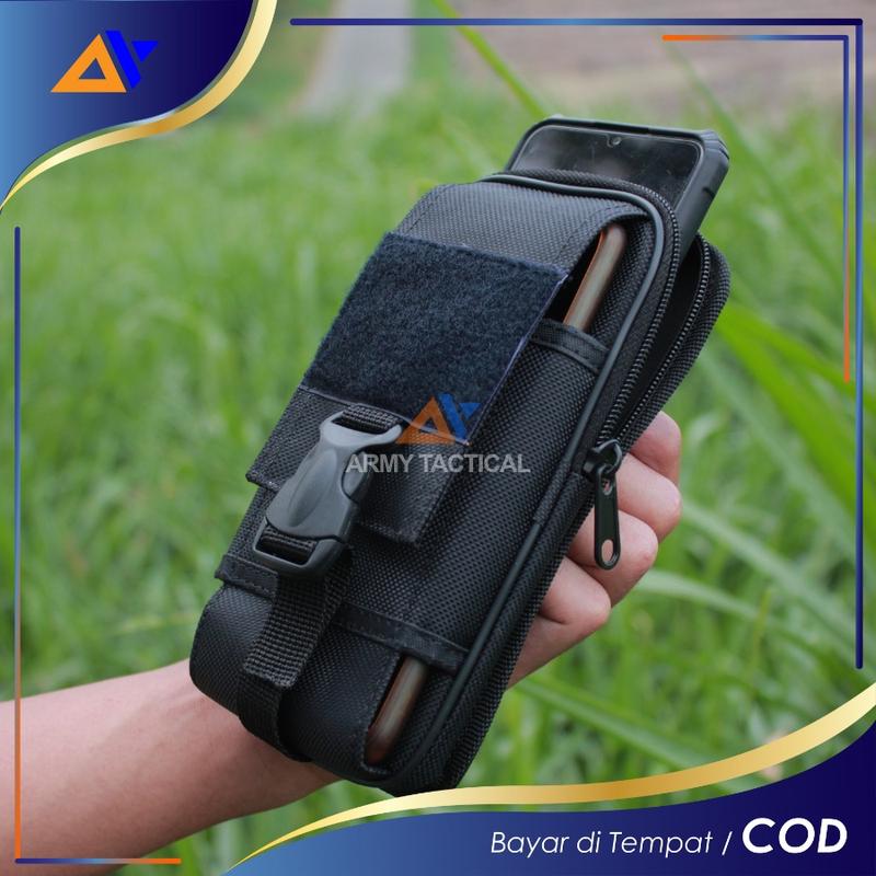 Tempat Sarung HP Pinggang KANVAS TACTICAL Tas Dompet Handphone Pouch Hp Pria Atribut Satpam Security TNI 1
