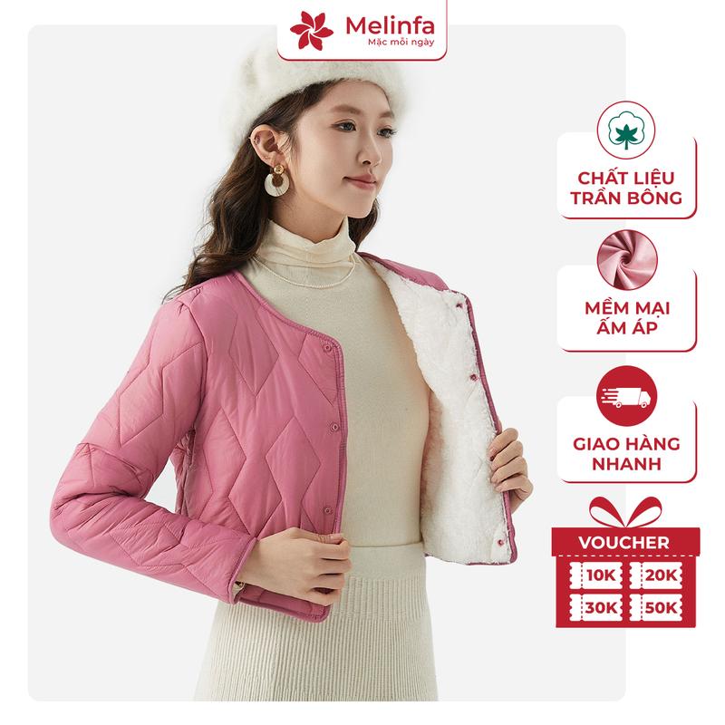 Áo phao nữ siêu nhẹ dáng lửng trẻ trung mềm mại ấm áp mặc thu đông áo phao croptop trần bông áo phao ngắn lông cừu mã VAA0540