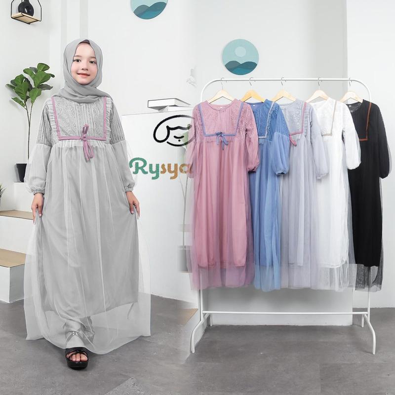 Queenzha Dress Gamis Anak Tile Brukat Pesta Mewah Murah 2-10 Tahun 2