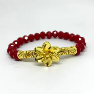 Gelang kristal ceko liontin bunga 1 / gelang wanita terbaru/ gelang cantik/ gelang murah